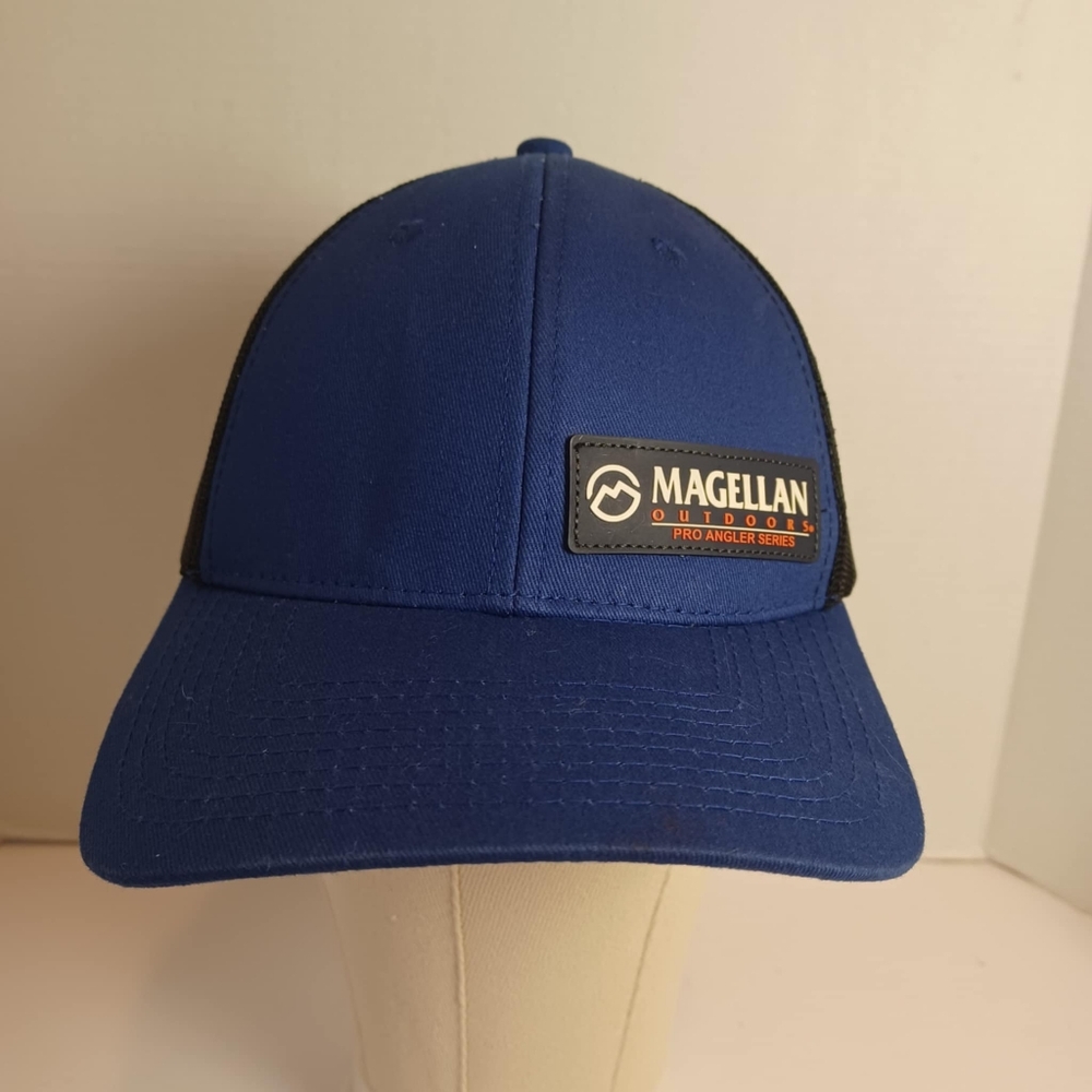 Magellan Outdoors Pro Angler Hat Cap Mesh Trucker Adjustable Snap Back Blue‎